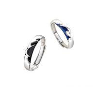 Promesses anneaux de couple personnalisés anneaux de promesse, bande de mariage sterling réglable pour couple, rond avec un ensemble d'anneaux géométriques
