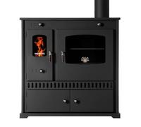Poêle à bois avec compartiment de cuisson et plaque de cuisson Perfect Eco Noir 7 kW