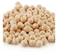 Prometis Lot de 200 perles rondes en bambou naturel de 6 mm, croissance durable, superbes perles artisanales polies faites la main, pour pri