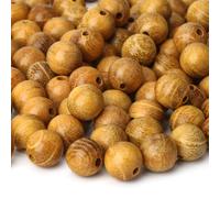 Prometis Lot de 200 perles rondes en bois de santal naturel de 10 mm, magnifiques perles artisanales polies faites la main pour pri res, mala,