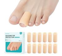 Promifun Protection orteil silicone - 12 Pack séparateurs d'orteils pour orteils qui se chevauchent, manchons souples en silicone pour orteils en marteau, cors, soulagement des frottements(beige)