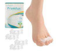 Promifun Séparateurs d'orteils, 2 paires d'espaceurs d'orteils en gel souple pour correction des oignons, séparateurs d'orteils pour soulager la fasciite plantaire(transparent + S)