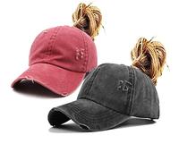ProMindFun Casquette de Baseball réglable pour Femme et Fille, Compatible avec Queue de Cheval et Chignon - Motif Camouflage, 56 EU