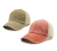 ProMindFun Casquette de baseball réglable pour femme et fille, compatible avec queue de cheval et chignon - Motif camouflage, 7-8