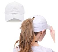 ProMindFun Casquette de Baseball réglable pour Femme et Fille, Compatible avec Queue de Cheval et Chignon - Motif Camouflage, 06 - Blanc, 56 EU