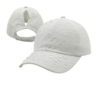 ProMindFun Casquette de baseball réglable pour femme et fille, compatible avec queue de cheval et chignon - Motif camouflage, 56 EU
