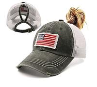 ProMindFun Casquette de baseball réglable pour femme et fille, compatible avec queue de cheval et chignon - Motif camouflage, 56 EU