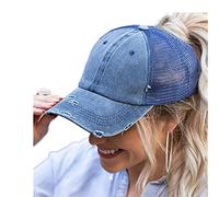 ProMindFun Casquette de Baseball réglable pour Femme et Fille, Compatible avec Queue de Cheval et Chignon - Motif Camouflage, 56 EU