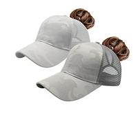 ProMindFun Casquette de baseball réglable pour femme et fille, compatible avec queue de cheval et chignon - Motif camouflage, 56 EU