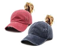 ProMindFun Casquette de baseball réglable pour femme et fille, compatible avec queue de cheval et chignon - Motif camouflage, 56 EU