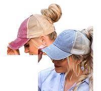 ProMindFun Casquette de baseball réglable pour femme et fille, compatible avec queue de cheval et chignon - Motif camouflage, 57 EU