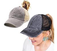 ProMindFun Casquette de Baseball réglable pour Femme et Fille, Compatible avec Queue de Cheval et Chignon - Motif Camouflage, 56 EU