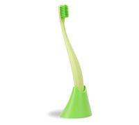 promis Brosse et support : brosse à dents durable et porte-brosse à dents en bioplastique, 6750 poils doux, fabriqué en Allemagne, design italien (vert)
