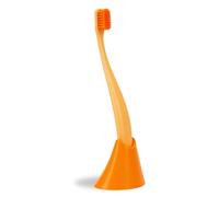 promis Brosse et support : brosse à dents durable et porte-brosse à dents en bioplastique, 6750 poils doux, fabriqué en Allemagne, design italien (orange)