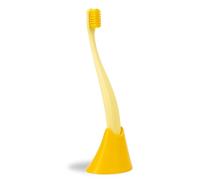 promis Brosse et support : brosse à dents durable et porte-brosse à dents en bioplastique, 6750 poils doux, fabriqué en Allemagne, design italien (jaune)