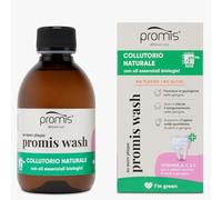 PROMIS Wash Bain de Bouche Naturel Sans Alcool ni Fluor, Gencives Sensibles | Avec vitamines A, C et E, formule végane et label biologique AIAB pour une hygiène buccale quotidienne douce et complète.