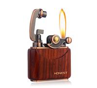 Promise Briquet Classique, Flamme Douce, Briquet à gaz Rechargeable au Butane, idée Cadeau du père (en Bois) (en Bois)