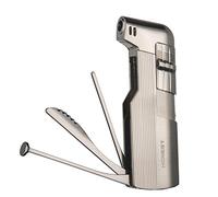 PROMISE Briquet de Tuyau, Flamme Douce, Briquet à gaz Rechargeable au Butane avec Outils de tuyauterie, idée Cadeau du père(Argent)