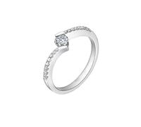 Promise Ring Alliance Diamant Or Blanc 9 Carats Au375 avec Diamant Rond 0,2 CT Taille Solide Non Plaqué Mode pour Mesdames Nouvelle Année Bijoux