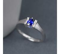 Promise Ring Alliance Femme Saphir Argent Or Blanc 18 Carats AU750 Goutte D'Eau avec Saphir et Diamant de 0,35 CT Taille Solide Non Plaqué Mode pour Mesdames Action de Grâces Bijoux