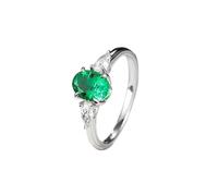 Promise Ring Bague 49 Or Blanc 18 Carats Élégante Émeraude Ovale de Laboratoire à 4 Griffes de 1,2 CT avec Moissanite en Forme de Goutte D'Eau Solide Non Plaqué Moderne pour Sœur Anniversaire Bijoux