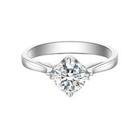 Promise Ring Bague Fiancaille Couple Personnalisé Or Blanc Platine PT950 avec Un Diamant Rond Créé en Laboratoire de 1 CT Taille Solide Non Plaqué Prime pour Sœur Noël Bijoux