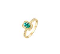 Promise Ring Bague Vert Emeraude Or Jaune 9 Carats Au375 Élégant avec Une Émeraude de Forme Ovale et Un Diamant Taille Solide Non Plaqué Mode pour Mesdames Action de Grâces Bijoux