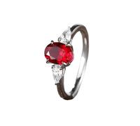 Promise Ring Bijoux Femme Rouge Or Blanc 18 Carats Élégant Rubis Ovale de Laboratoire à 4 Griffes de 1,9 CT avec Moissanite en Forme de Goutte D'Eau Taille Mode pour Épouse Graduation Bijoux