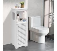 PromiseFly Armoire de salle de bain, 28 x 25 x 90 cm, à 4 niveaux, jusqu'à 2,5 kg par niveau, blanche, armoire de rangement, armoire d'appoint, armoire de toilette, armoire haute pour toilettes