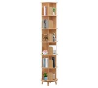 PromiseFly Bibliothèque rotative en bois massif à 6 niveaux, rotative à 360°, multifonctionnelle, pour chambre à coucher, salon