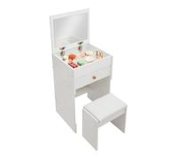 PromiseFly Coiffeuse compacte avec miroir, coiffeuse avec compartiment rabattable, commode pour maisons, appartements, dortoirs, studios, capacité de charge 90 kg, 40 x 37,5 x 72 cm