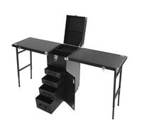 PromiseFly Table à ongles - Mallette à cosmétiques réglable - Pliable - Table de manucure avec loquets - Capacité de charge de 100 kg - Pour maquilleurs et coiffeurs