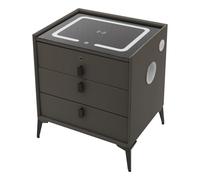 PromiseFly Table de chevet intelligente à 3 tiroirs avec haut-parleur Bluetooth et éclairage LED - Table de chevet pour salon, bureau, chambre à coucher - 50 x 40 x 59 cm
