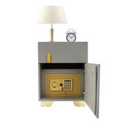 PromiseFly Table de chevet intelligente avec fonction de charge et haut-parleur Bluetooth, table de chevet avec coffre-fort et LED à 3 couleurs, table d'appoint, table de chevet pour bureaux