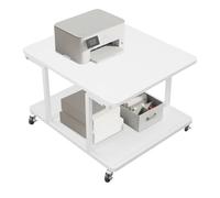 PromiseFly Table d'imprimante à 2 niveaux - 61 x 51 x 38 cm - Support d'imprimante mobile - Chariot d'imprimante - Charge maximale : 45,36 kg - Pour chambre à coucher, bureau et salon - Blanc