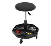 PromiseFly Tabouret d'atelier réglable en hauteur - Siège roulant pivotant à 360° - Charge maximale : 150 kg - Pour garages, magasins, familles, ateliers (noir)