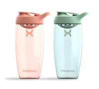 Promixx PURSUIT Lot de 2 bouteilles shaker protéinées de sport pour mélanges protéinés et suppléments de milkshakes - Corail, Vert Jonc de Mer, 700ml