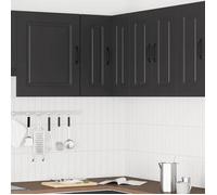 ""Promo 2026""1 pcs Armoire/Cabinet/Placard d'angle - SARAZYJ - meuble de cuisine - Fixation murale - Kalmar noir bois d'ingénierie -
