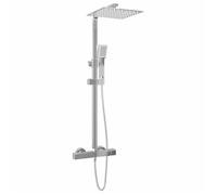""Promo“Ensemble de Douche à Deux Têtes et Thermostat Acier Inoxydable Argenté 150 cm Réglable pour Salle de Bain 273089