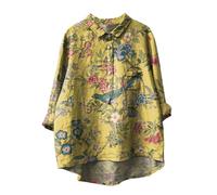 Promo Hauts à Revers Femmes Grande Taille Sweatshirt Manches Longues Chemisiers et Blouses Femme Chic Imprimé Floral Pulls Oversize Boutonné Surdimensionné Tenues d'automne Vêtements avec Poches