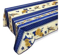Promo Linge Nappe Anti-Tache Motif Tournesol Abeille - Rectangulaire ou Ronde - Plusieurs Tailles - Infroissable, Facile d’Entretien - Style Provençal pour Cuisine et Jardin (Bleu, 240x150 cm)