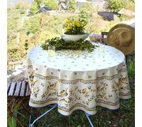 Promo Linge Nappe Provençale Anti-Tâche Moustier Bleu 100% Polyester - Ronde ou Rectangle (180cm)