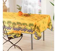Promo Linge Nappe Provençale Rectangle Anti-Tâche Arbre Olivier 100% Polyester (Jaune, 150 x 300cm)