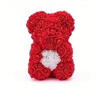 Promo Linge Ours en Rose avec Coeur dans sa boîte -Saint Valentin, Mariage, Noël, Cadeau, Anniversaire, Fête des Mères (Rouge, 20cm)