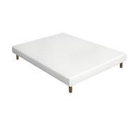 Promo Matelas - Sommier Tapissier À Lattes Recouvertes + Jeu de Pieds offerts - Blanc - 110 X 190 Cm