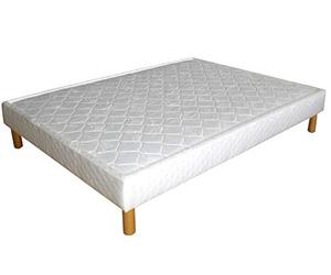Promo Matelas - Sommier Tapissier Cuvette À Ressorts + Jeu de Pieds offerts- Blanc - 120 X 190 Cm