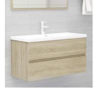 ""Promo""Meuble de salle de bain LMT - Armoire d'évier Chêne sonoma 90x38,5x45 cm Aggloméré 18,5Kg