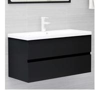 ""Promo""Meuble de salle de bain LMT - Armoire d'évier Noir 90x38,5x45 cm Aggloméré 18,5Kg