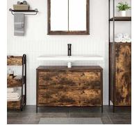 ""Promo printemps""Meuble-lavabo de Salle de Bain, Cabinet Sous évier,JILL'S, Meuble WC, tiroirs chêne fumé 90x34,5x60 cm - M332203