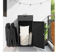 ""Promo printemps""Placard/Armoire Haute，CLARENCE,Meuble de rangement de jardin - noir 55x55x111 cm résine tressée - M883638